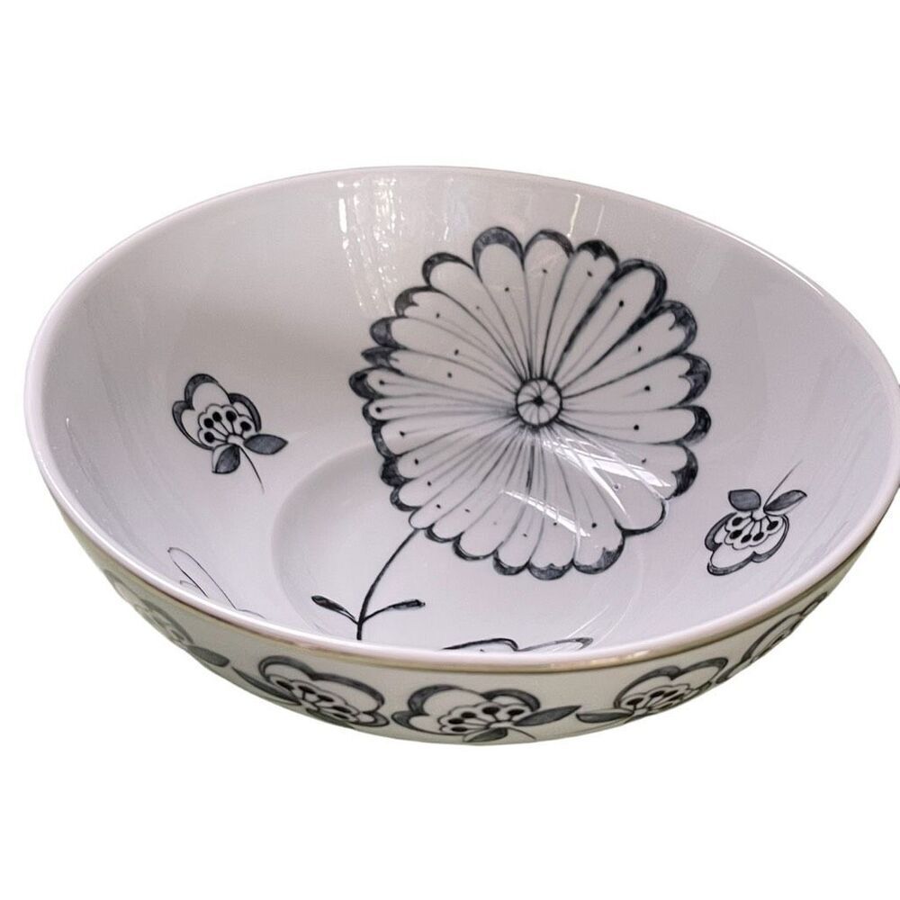Fine Porcelain Dinnerware Portugal salad soup bowl. Blue floral.